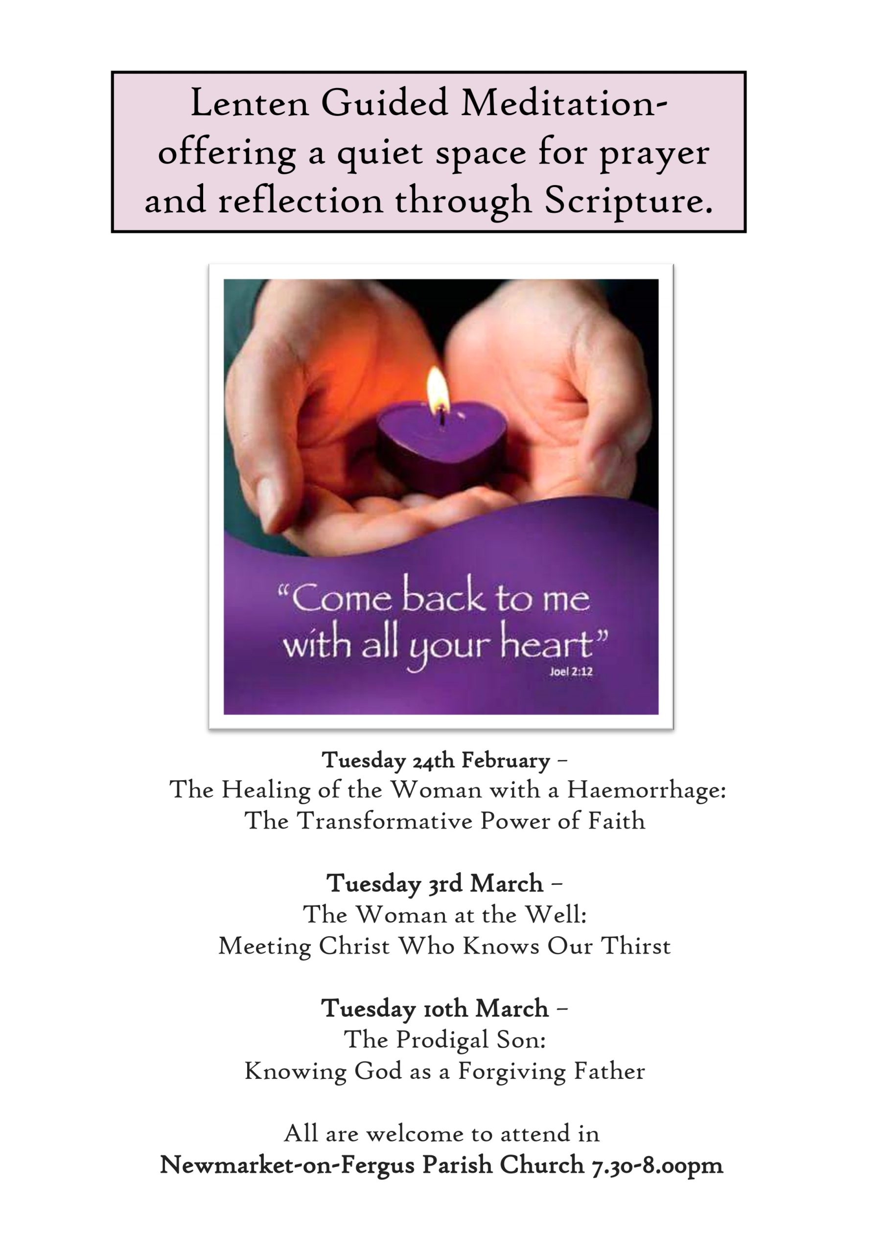 Lent Guided Meditation Evenings - St Senan's Parish, Shannon